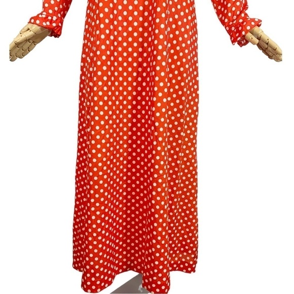 Vintage Unbranded Handmade 1960s Polka Dot Maxi Dress Size Large - Picture 6 of 8